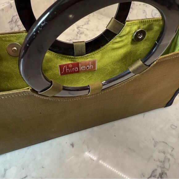 Shira leah vintage Elegant Olive Green Handbag with Circular Handle - Picture 6 of 10